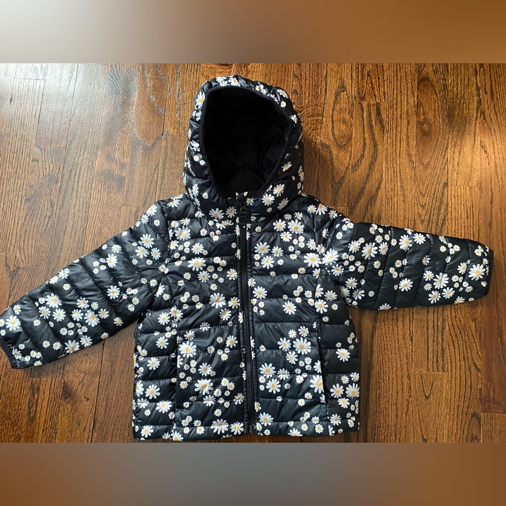 toddler girls hooded jacket size 3T Lightweight “packable” daisy floral print - Picture 14 of 15